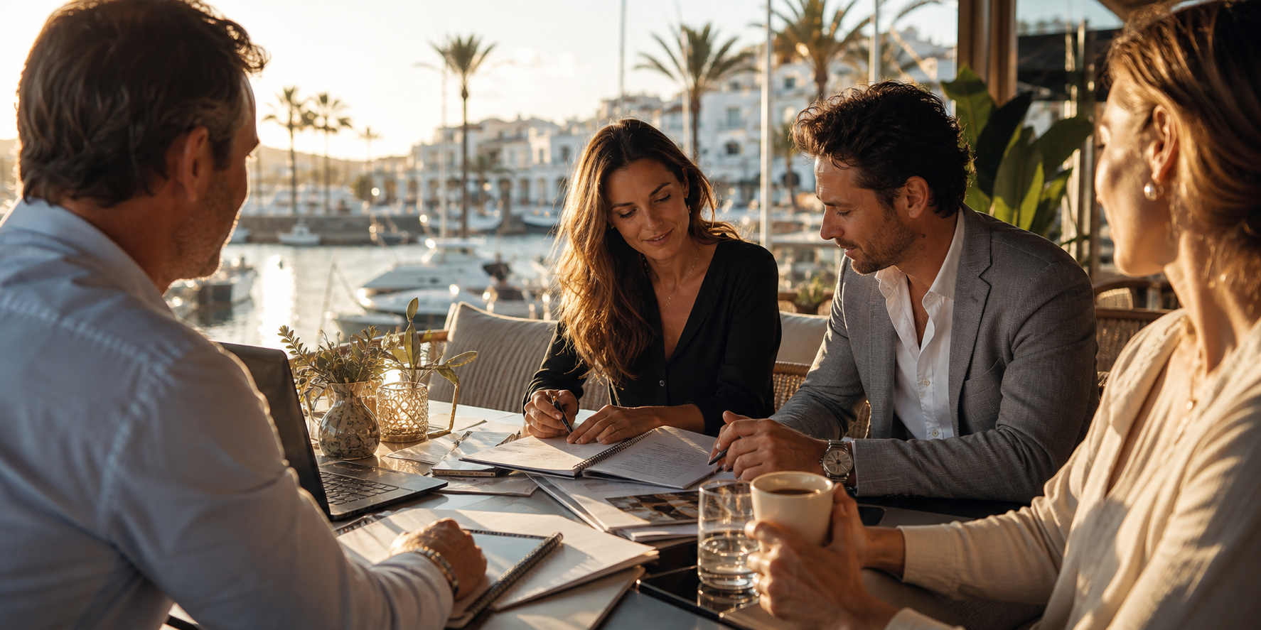 Projektplanung an einer Marina-Terrasse in Vilamoura
