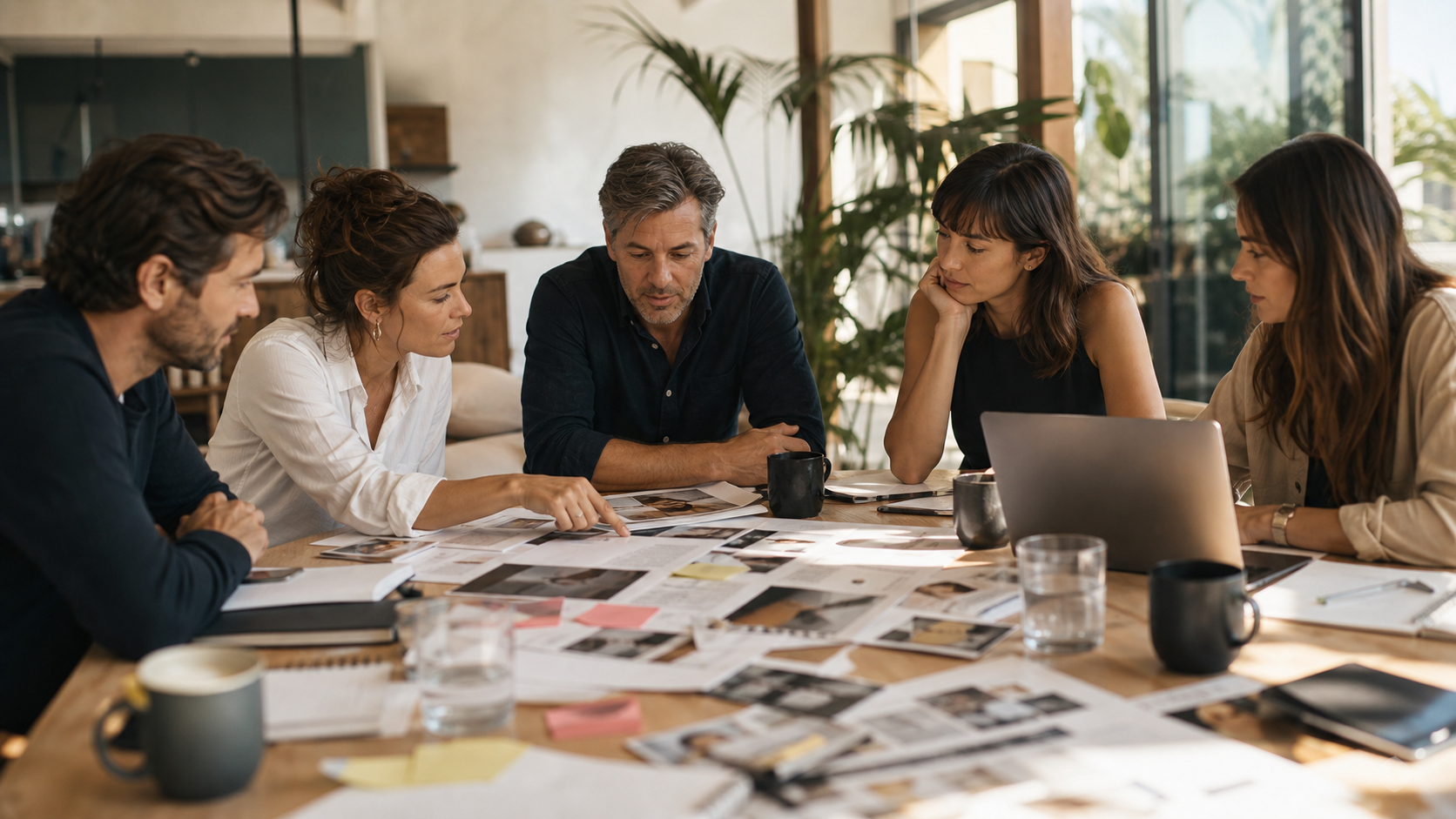 Kreativer Workshop mit Menschen an einem Tisch